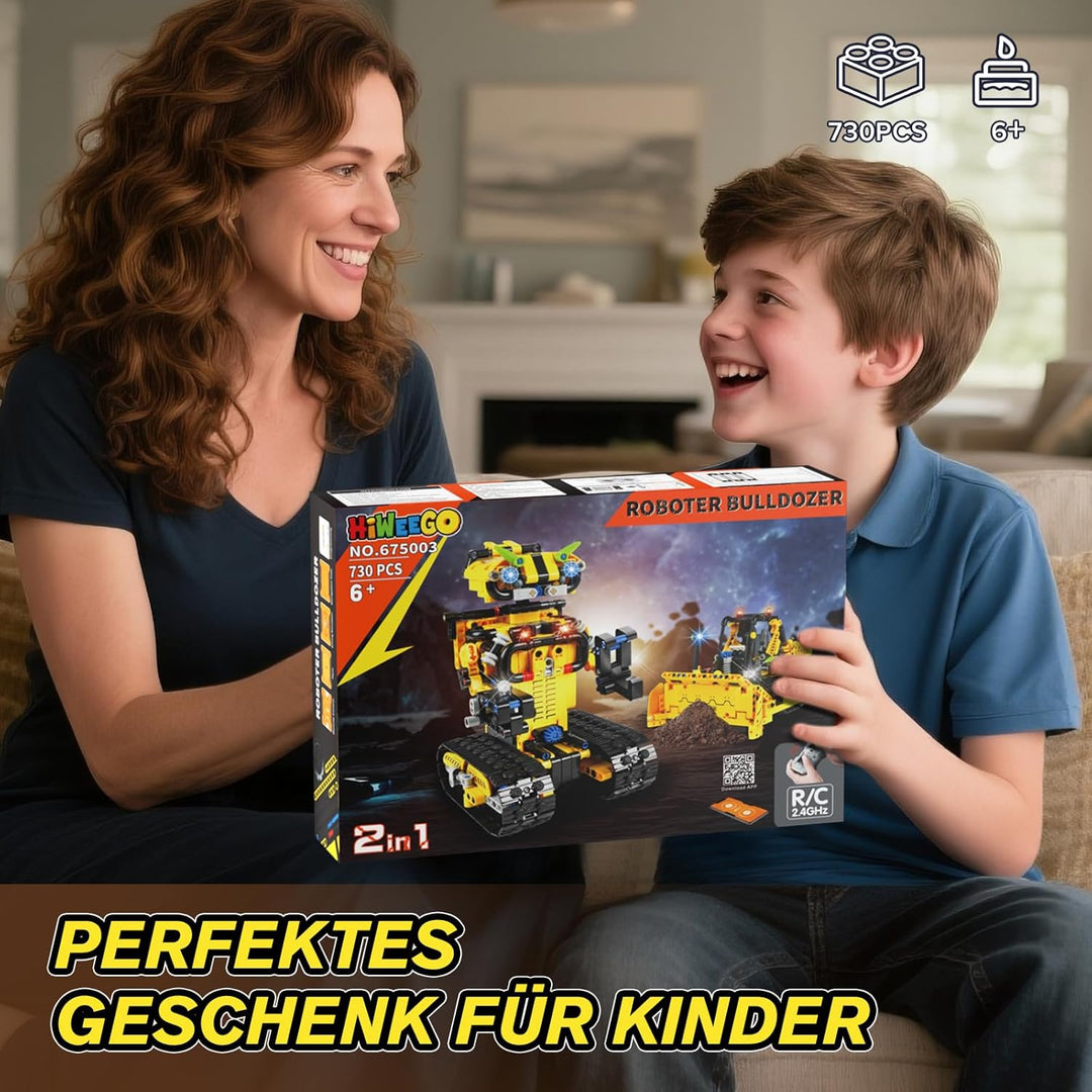 Technik Ferngesteuert Roboter für Kinder - 730 Teiles 2-in-1 APP Fernbedienung Bausatz RC Robot Bull