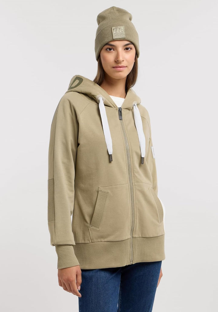 Elbsand Kelda Damen Sweatjacke mit Kapuze, Zip-Jacke, Reissverschluss S Golden Olive, S Golden Olive