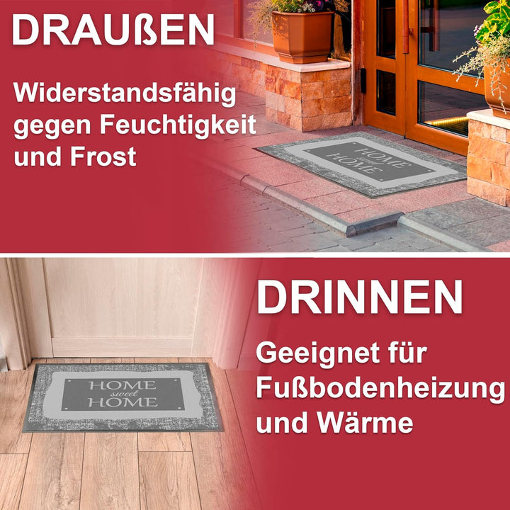 Valia Home Hochwertige Fussmatte 60x80 cm (Large) – Schmutzfangmatte für Innen & Aussen, rutschfest