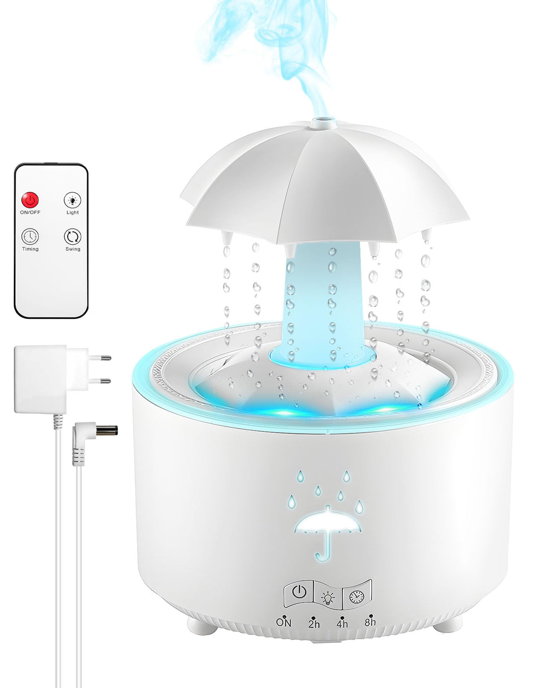 Luftbefeuchter Schlafzimmer 300ML, Aroma Diffuser Rotierender Regentropfen Humidifier Luft, 7-Farben