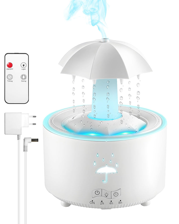 Luftbefeuchter Schlafzimmer 300ML, Aroma Diffuser Rotierender Regentropfen Humidifier Luft, 7-Farben