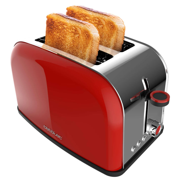 Cecotec Vertikaler Toaster Toastin' time 850 Red Lite, 850W, Kapazität für 2 Toasts, Breiter Schlitz
