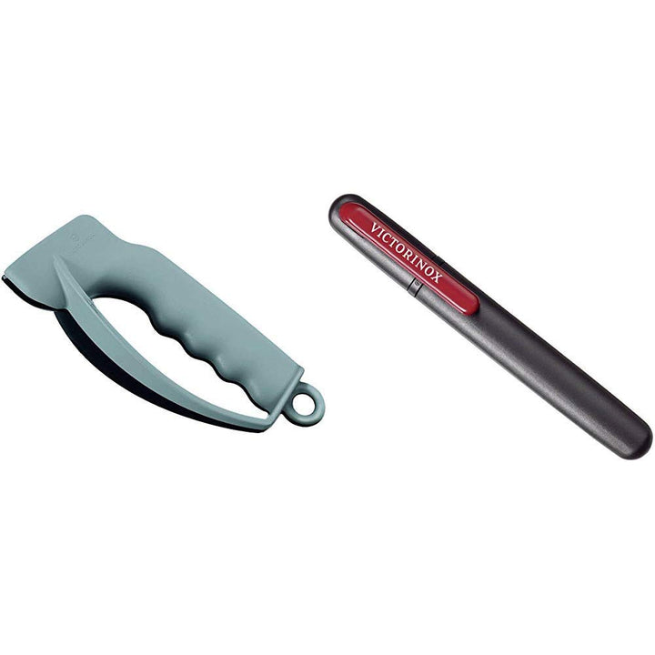 Victorinox Messerschärfer Klein für Taschenmesser und Wellenschliff Messer, grau &amp; Dual-Messerschärf