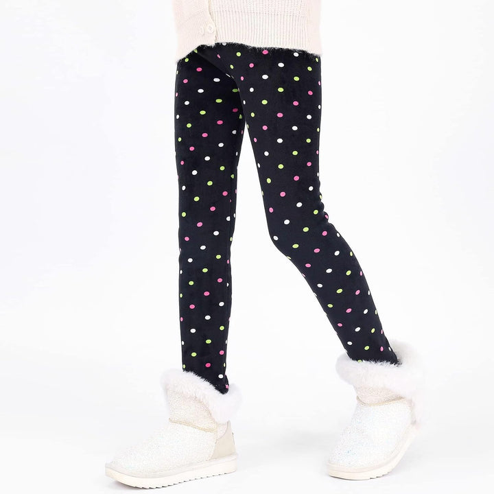 Auranso Thermo Leggings Mädchen Kinder Gefütterte Thermoleggings Winter Warme,2er-Pack 110-116 Bunte