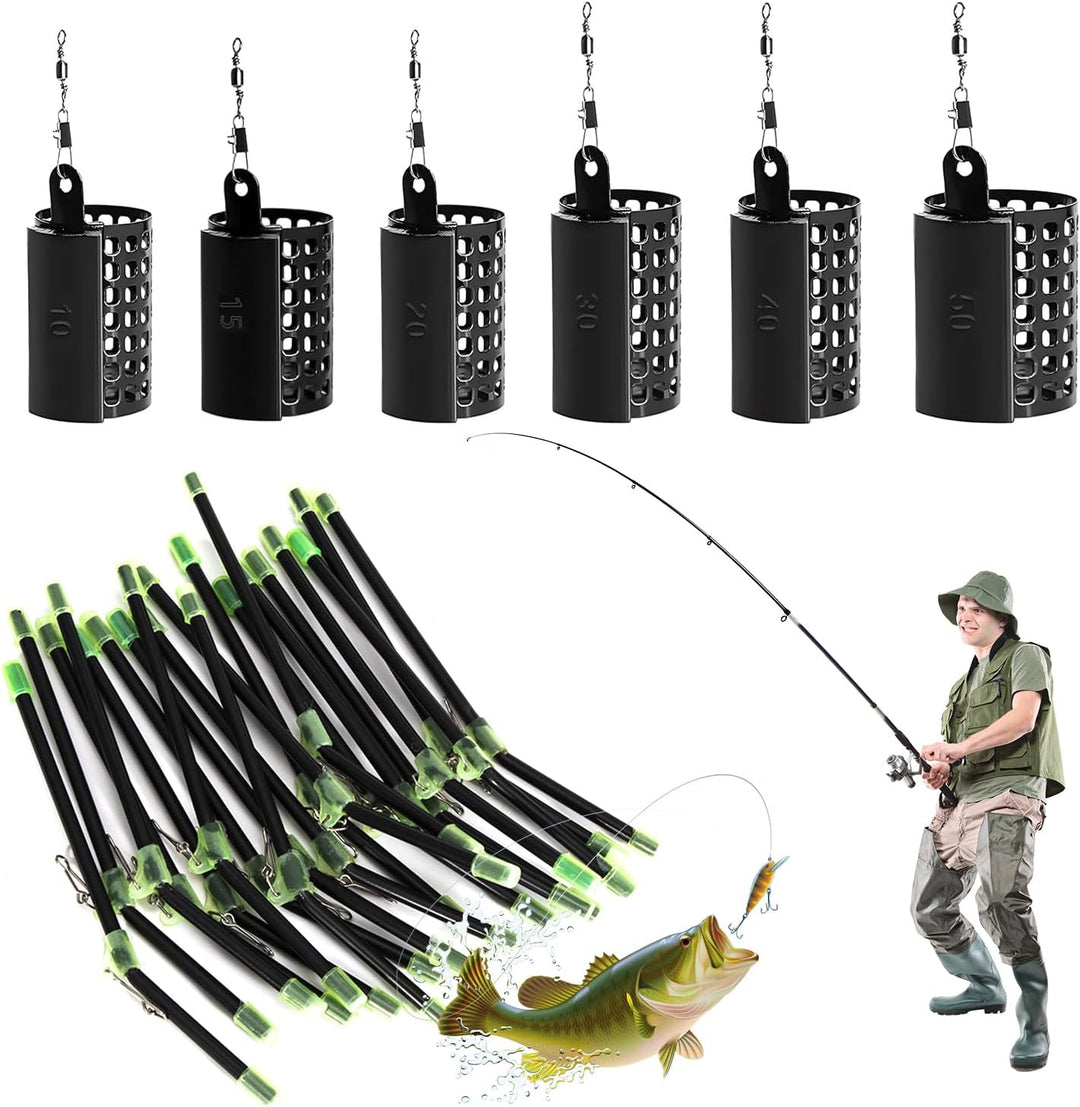 6 Stück Futterkörbe – Boom Anti-Verheddern aus Metall – rund – Feeder mit drehbarem Ring 10/15/20/30