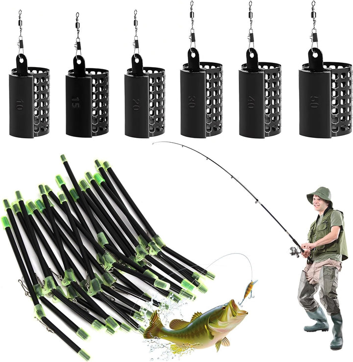 6 Stück Futterkörbe – Boom Anti-Verheddern aus Metall – rund – Feeder mit drehbarem Ring 10/15/20/30