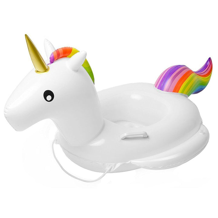 Flyboo Baby Schwimmring Aufblasbarer Einhorn Schwimmsitz Kinderboot Kinder Schwimmhilfe mit Sonnensc
