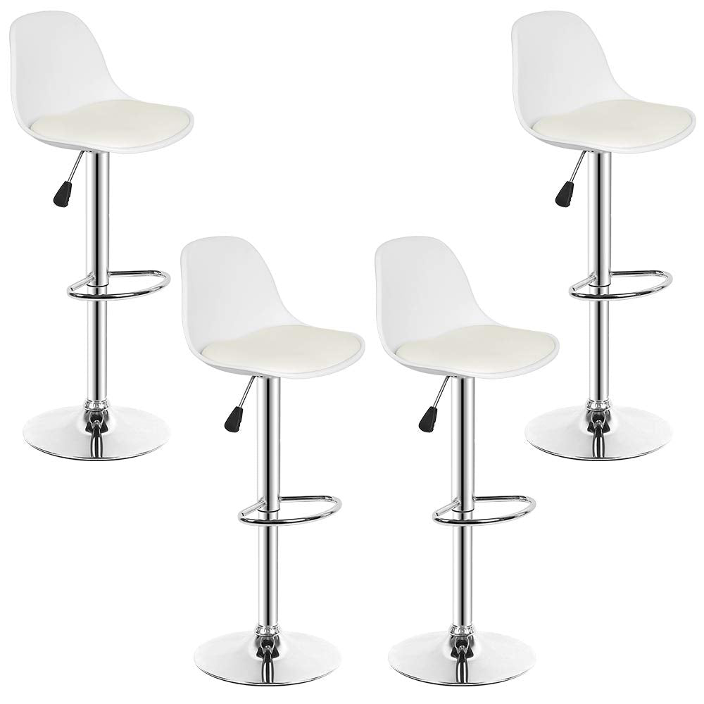 OHMG 4 Stück Barhocker, Küchenstuhl, Barhocker aus PU-Leder, mit Rückenlehne und Fussstütze, höhenve