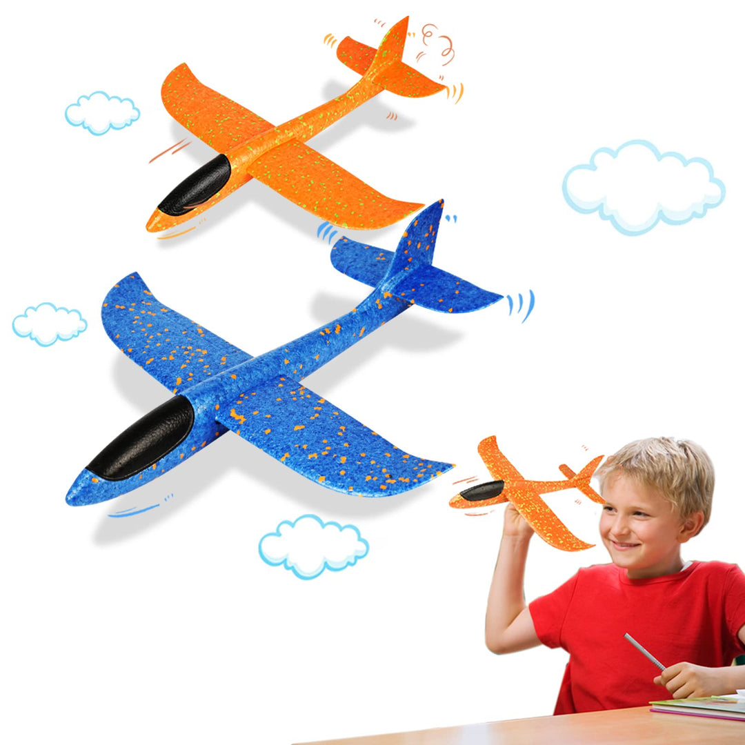 VCOSTORE Styroporflieger Flugzeug Styropor - 2 Stück Spielzeug Segelflugzeug Wurfgleiter Flieger für