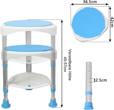 UISEBRT Duschhocker Badhocker Höhenverstellbar 360°Drehbarer 200kg - Duschstuhl Duschhilfe Duschsitz