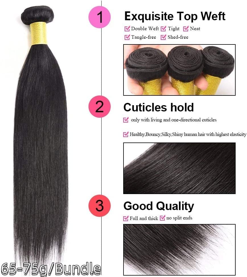 Straight Human Hair Bundles Hair Extensions Unprocessed Brazilian Virgin Weave 100% Human Hair Exten