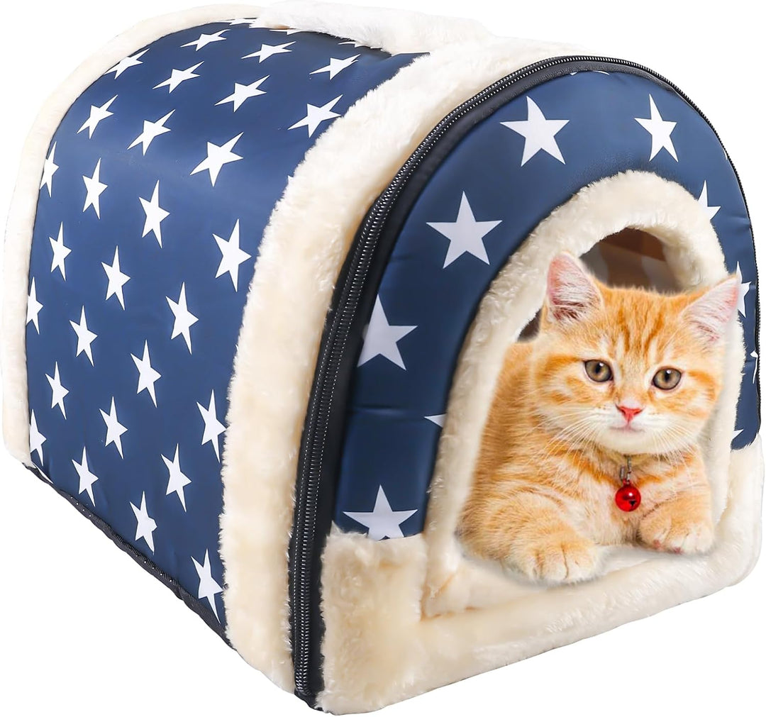 Katzenhaus Für Draussen: 2 In 1 Haustier Haus und Sofa, Winterfest Wasserdicht Warm katzenhöhle, 37
