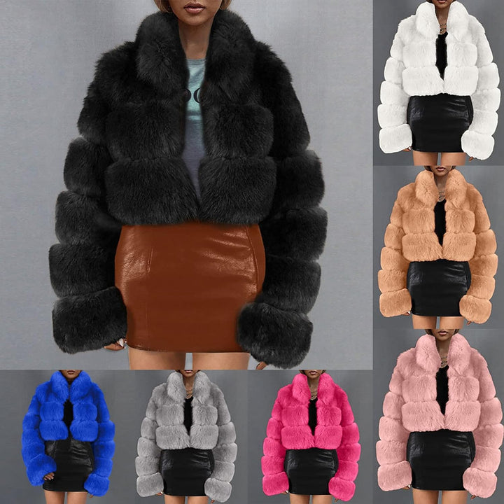 TRIGLICOLEUM Kunstpelz Mantel Damen Dickes Warme Winterjacke Kurz Kunstpelz Jacke Langärmlig Plüschj