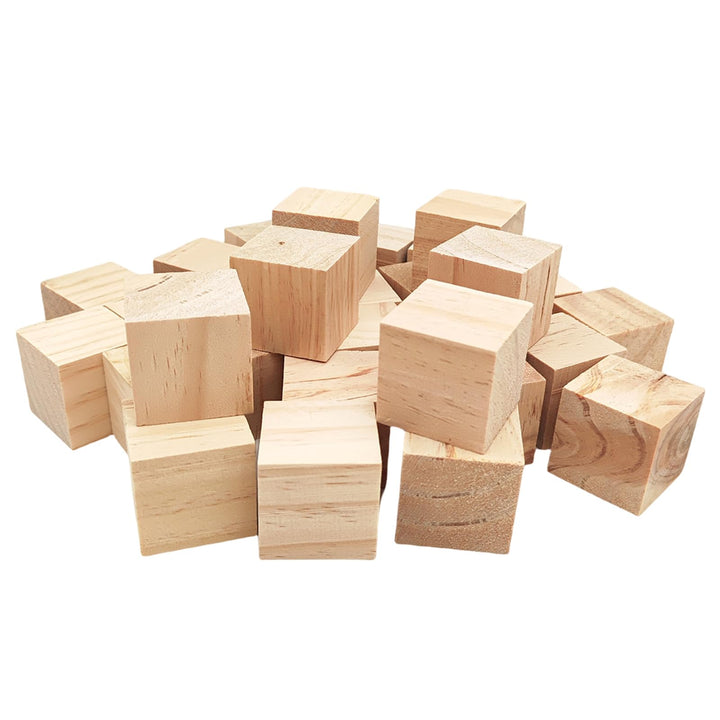 Anktily Holzwürfel 4 cm/30 Stück, Kiefernholz, Quadratisch, Naturholz, Basteln, Dekoration, 4 cm/30