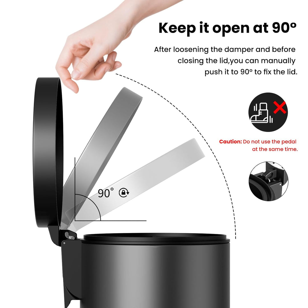 mVm Round Step Kitchen Bin with Lid,3+12L Stainless Steel Pedal Rubbish Bin,Bathroom Home Office Gar