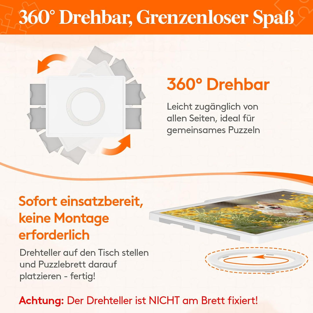 Lifewit 1500 PCS Drehbares Puzzlebrett mit 4 Schubladen, Kippwinkel Puzzleplatte, Tragbarer Puzzleti