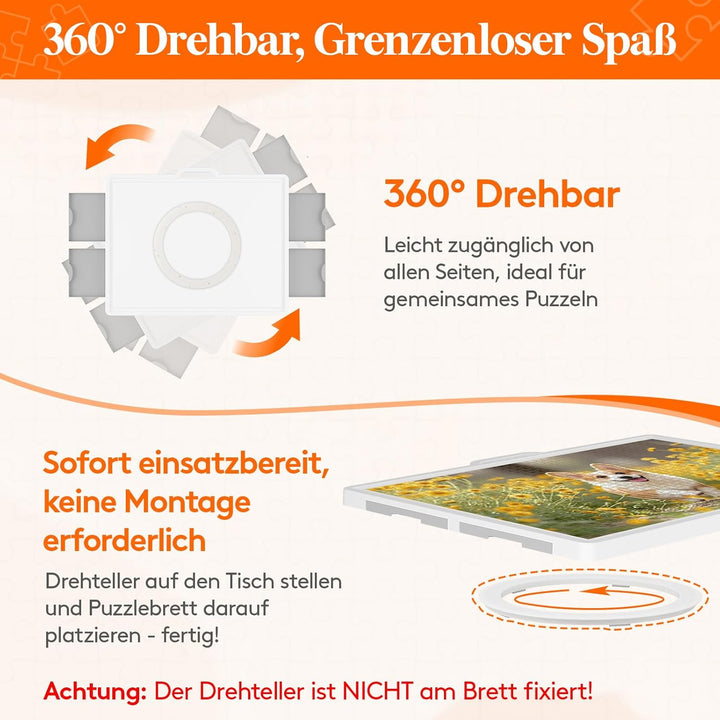 Lifewit 1500 PCS Drehbares Puzzlebrett mit 4 Schubladen, Kippwinkel Puzzleplatte, Tragbarer Puzzleti
