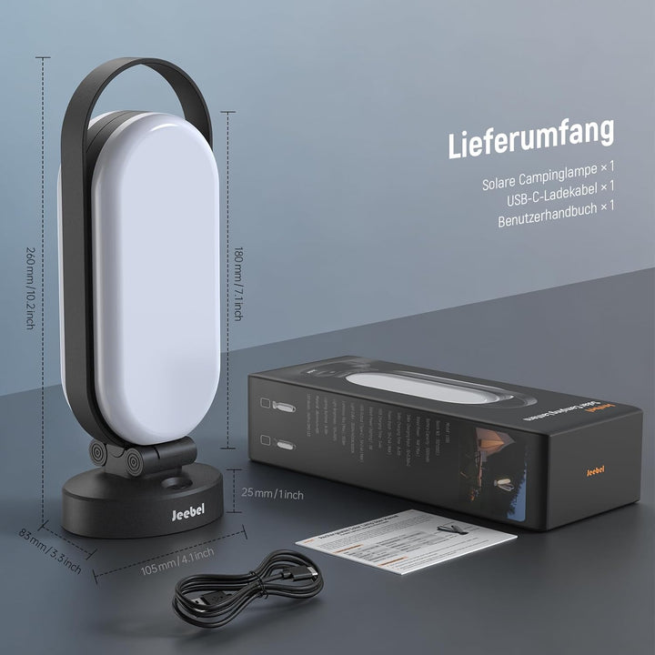 Campinglampe Solar, LED Solar Camping Laterne mit 5000mAh Notstrom Ladegerät, 4 Modi, Dimmbar Touch,