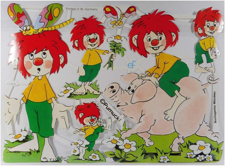 Glanzbilder Pumuckl Motiv Set aus 4 verschiedenen Papierbögen zum Basteln und Verzieren Poesiebilder