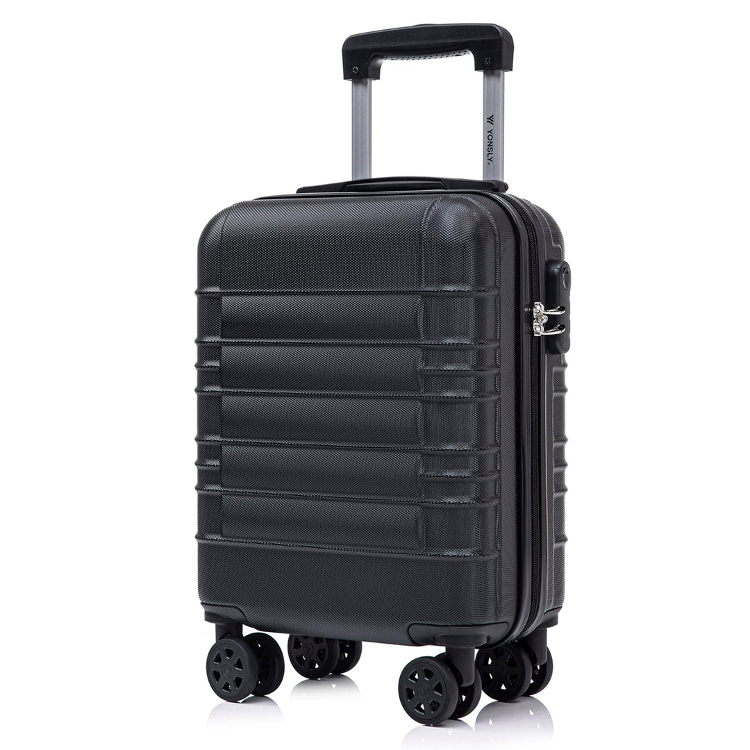 Koffer Suitcase S Schwarz, Trolley Reisekoffer, Kabinenkoffer Rollkoffer Handgepäck mit 4 Rollen 360