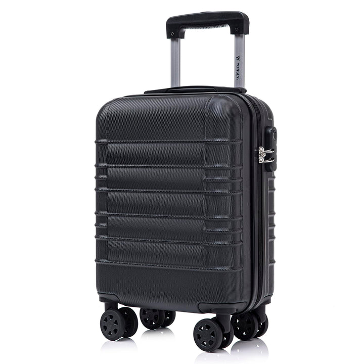 Koffer Suitcase S Schwarz, Trolley Reisekoffer, Kabinenkoffer Rollkoffer Handgepäck mit 4 Rollen 360