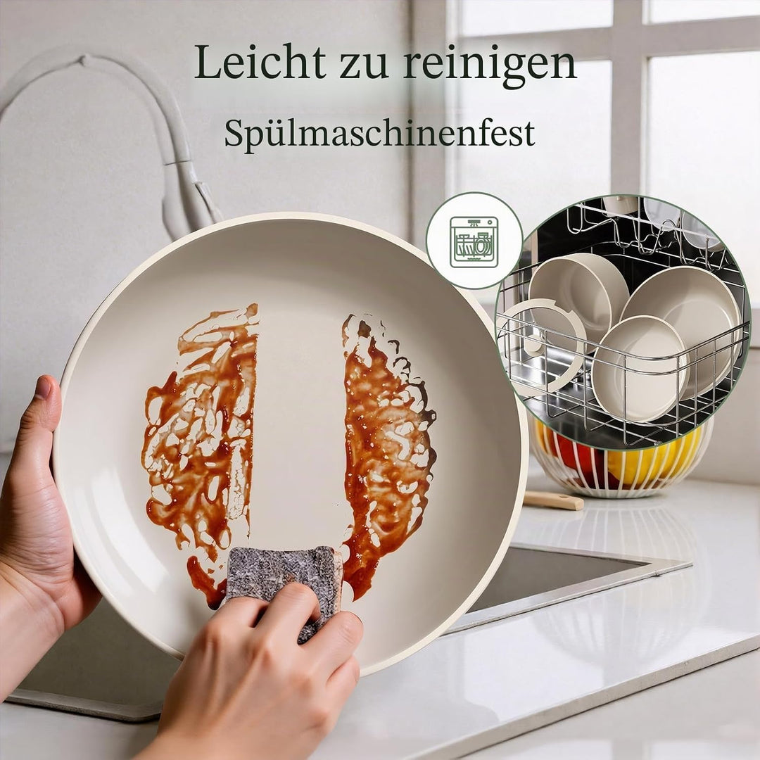 Töpfe und Pfannen Set Non-Stick, Keramik Kochgeschirr Set Abnehmbare/abnehmbare Griffe, RV Camping K
