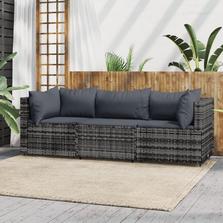 Festnight Gartensofa 3-Sitzer Rattan Sofa Balkonmöbel Lounge Sofa Outdoor Balkonsofa Balkon Couch Ga