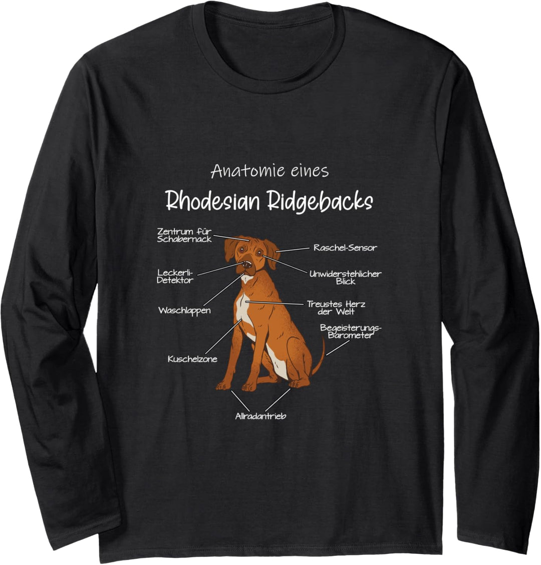 Anatomie eines Rhodesian Ridgebacks | Hund Hunde Dog Langarmshirt