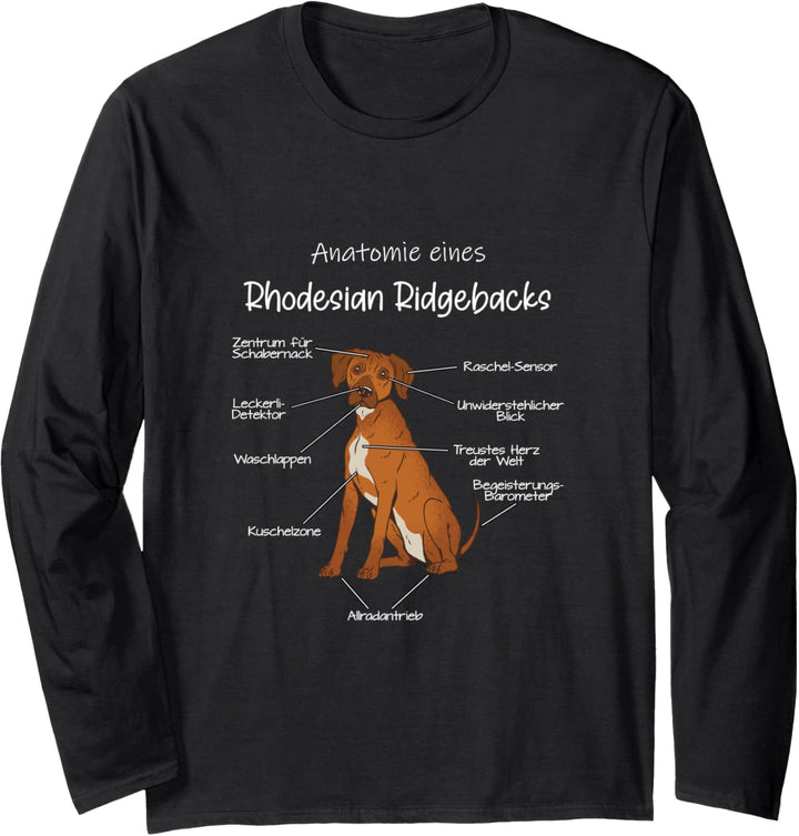 Anatomie eines Rhodesian Ridgebacks | Hund Hunde Dog Langarmshirt