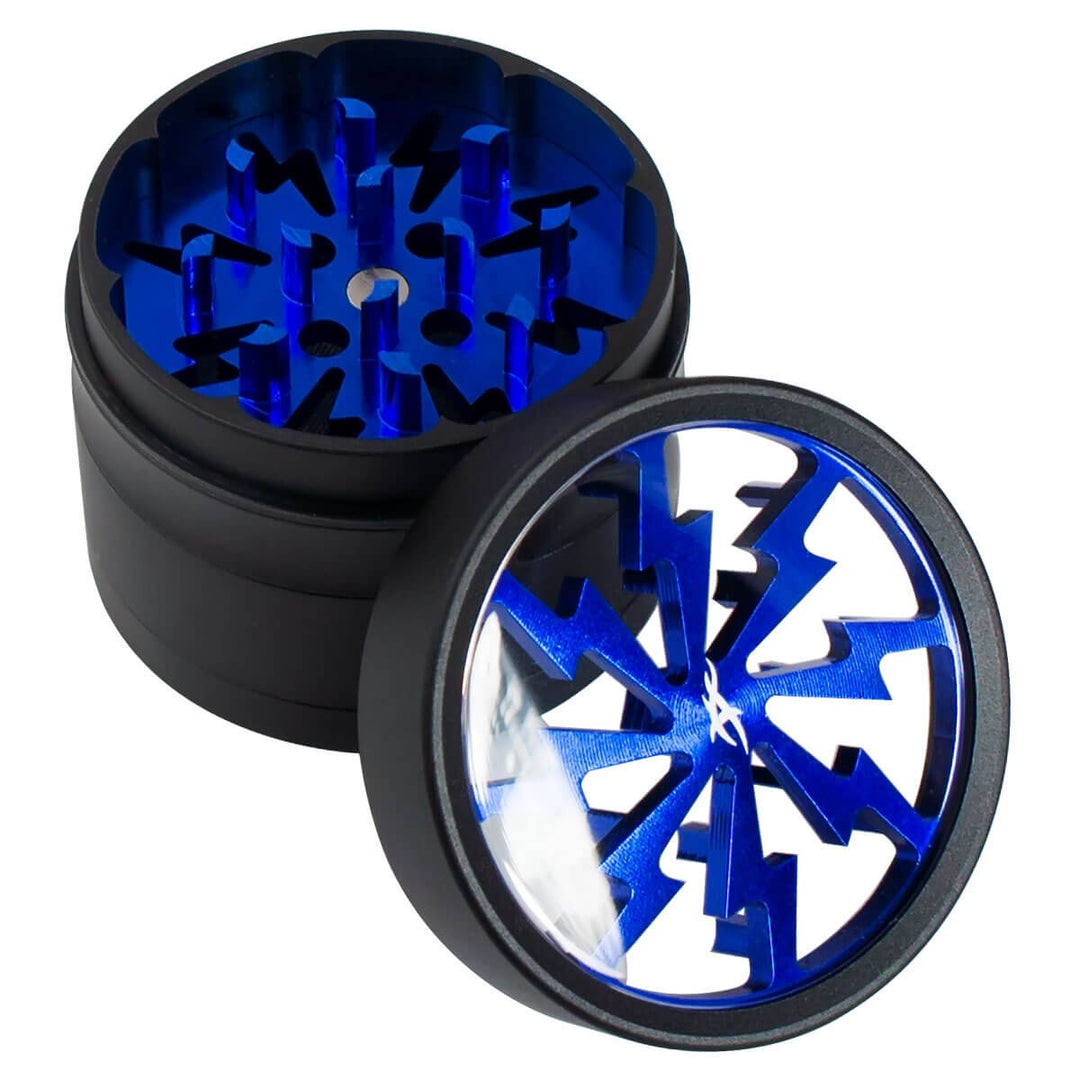 Thorinder Mini-Kräutermühle - 50 mm, 4-teilig, blau-Premium Qualität Aluminium Crusher mit Pollen Ca