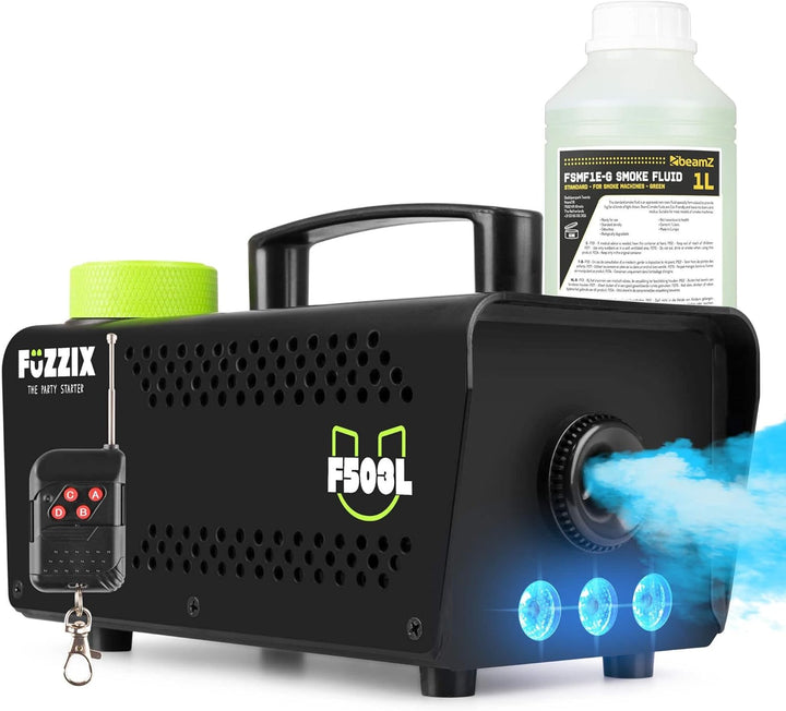 Fuzzix F503L Nebelmaschine mit Flüssigkeit, LED, 1L Nebelfluid, 500 Watt, Fernbedienung, Rauchmaschi