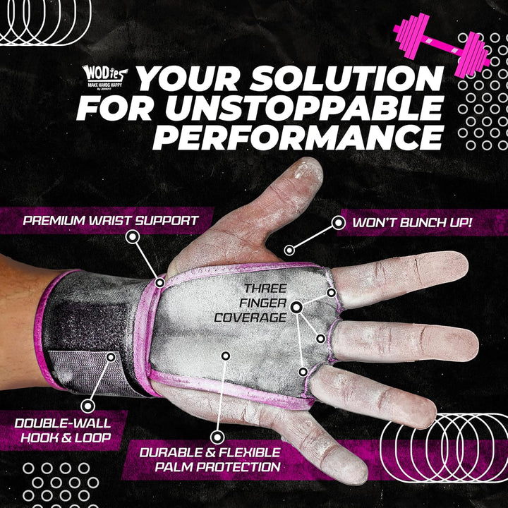 JerkFit WODies 2 in 1 Handgelenkbandage und Handflächenschutz Large 4”- 4.75” rose, Large 4”- 4.75”