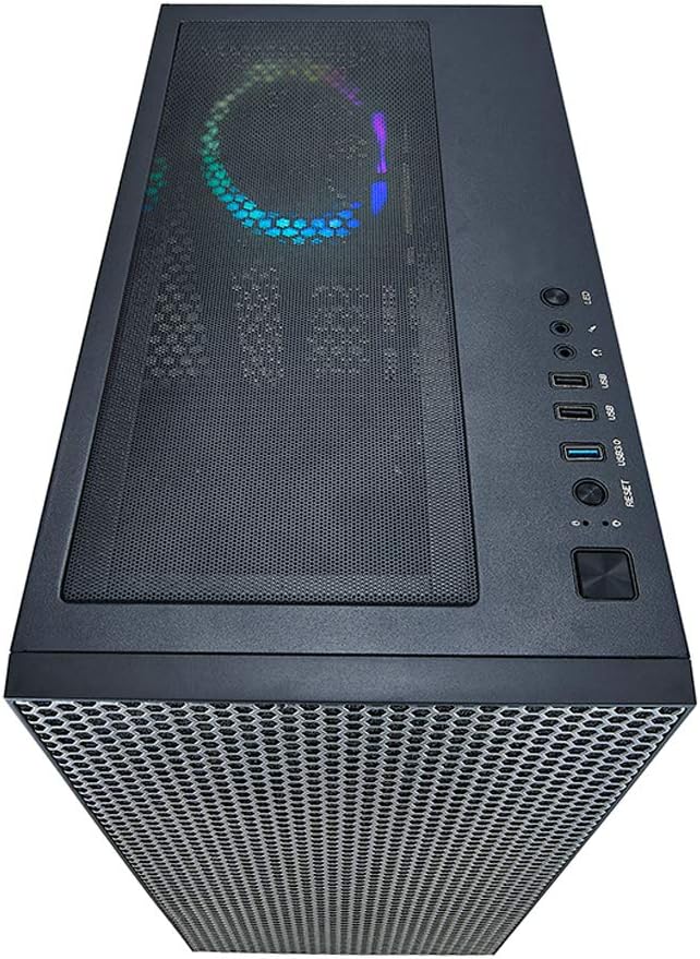 AZZA Hive - ATX Mid Tower Gaming Gehäuse, Design für optimalen Airflow, mit ARGB Lüfter, Schwarz