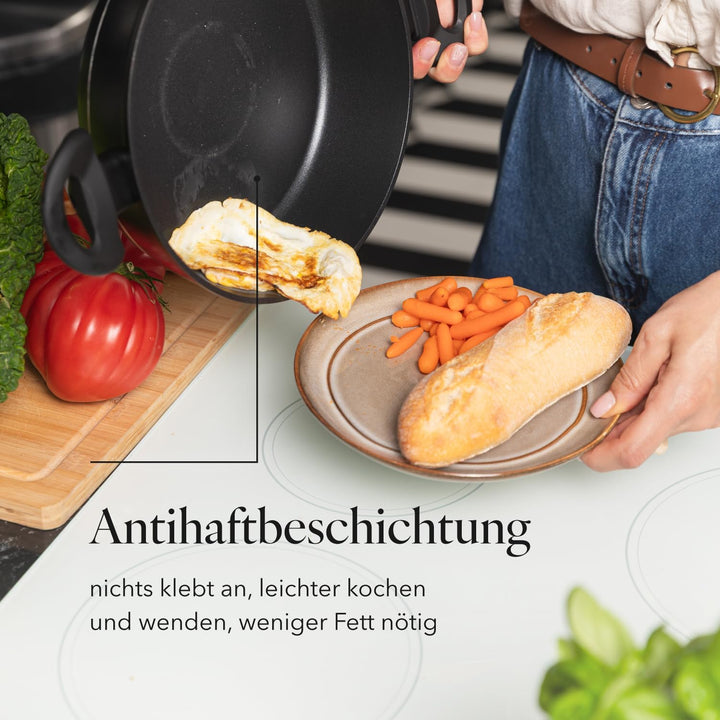 FLORINA Aluminium Topf (2,3 l) 24 cm I Kochtopf DELUX mit Glasdeckel I Messbecher &amp; Antikratz-Beschi