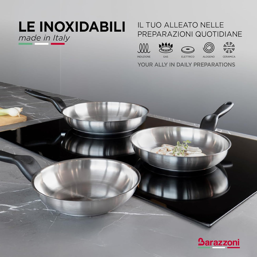 Barazzoni The Inoxidabili Saltapasta Wok, Stahl, silberfarben, 28 cm