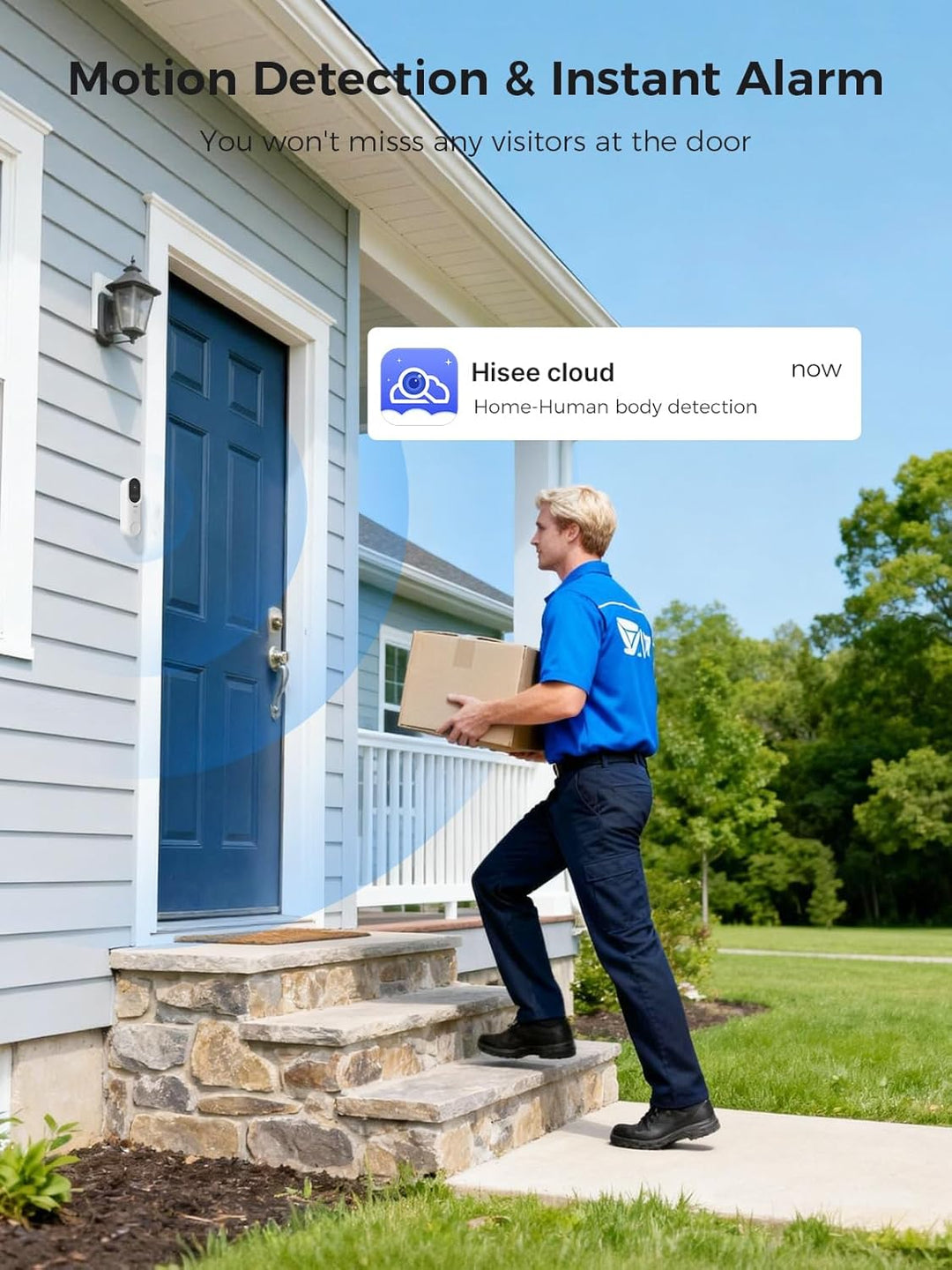 Hiseeu 【2MP+Chime】 Smarte Video Türklingel mit Kamera,1080P Kabellose Video Doorbell mit 2-Wege-Audi