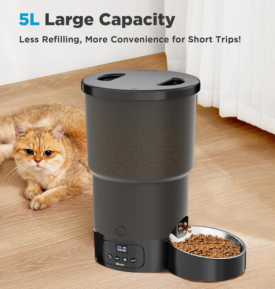 Gimars 5L Futterautomat Katze mit LCD-Anzeige Einfache Einrichtung, Programmierbar für 1–6 Mahlzeite
