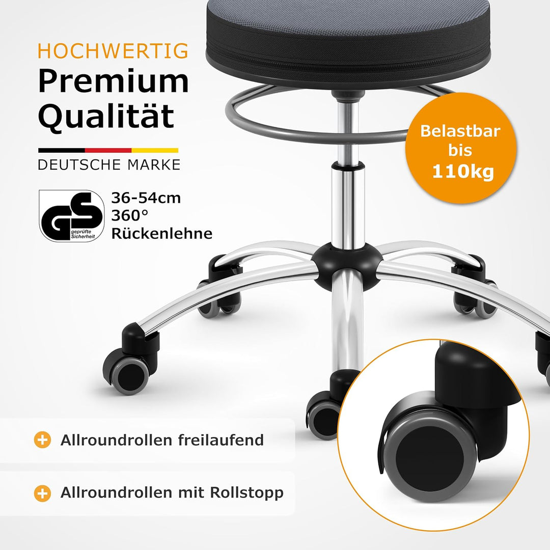 Sanus Gesundheitsstuhl mit höhenverstellbarer Lehne, Sitzhöhe standard (42-51 cm), Stoffbezug, grau/