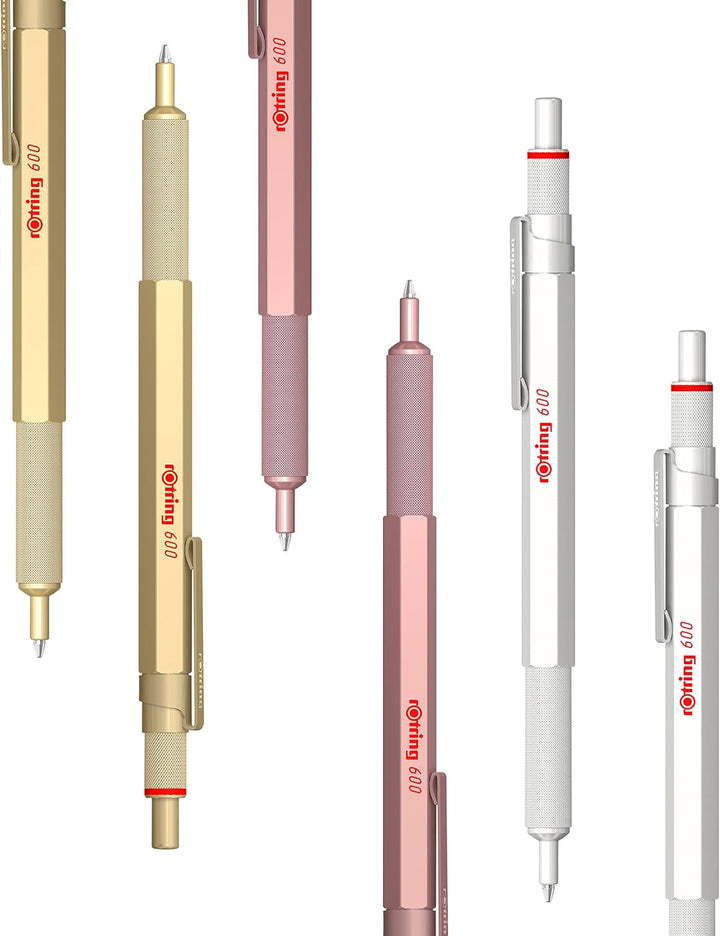 rOtring 600 Kugelschreiber | mittlere Spitze | Schwarze Tinte | Gold Schaft | nachfüllbar, 1 Stück (