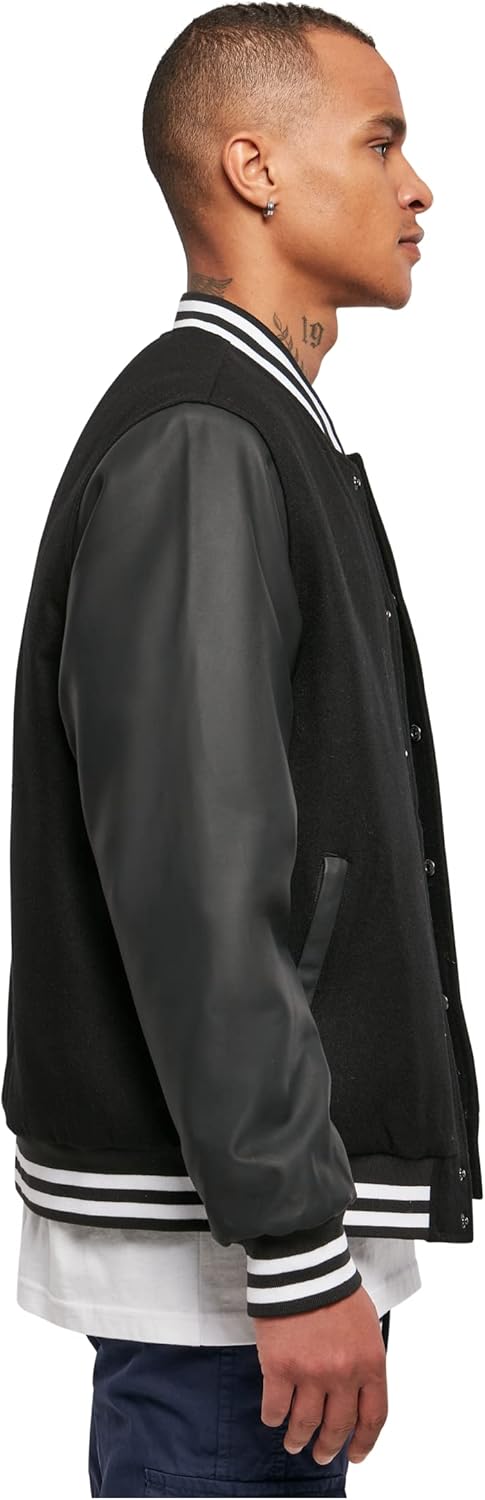Urban Classics Herren Big U College Jacket M Schwarz, M Schwarz