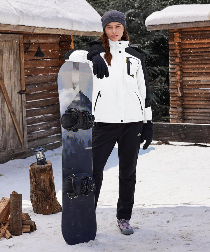 TACVASEN Damen Übergangsjacke Warm Winterjacke Gefüttert Wanderjacke Ski Jacket mit Wasserdichtem Re