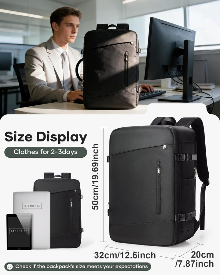 Vakuum Rucksack mit Separates Anzugfach Handgepäck Airbag Travel Backpack Reisen mit Pumpe Tagesruck