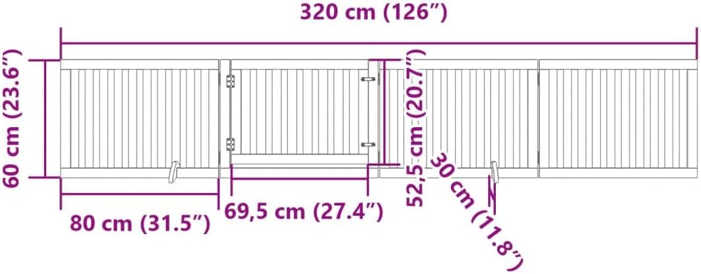 vidaXL Hundegitter mit Tür Faltbar 4 Paneele 320 cm Pappelholz