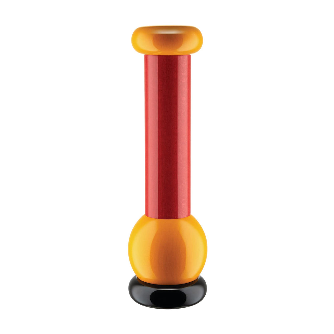 Alessi MP0210 - Salz-/Pfeffer- und Gewürzmühle, aus Buchenholz, Schwarz, Gelb und Rot