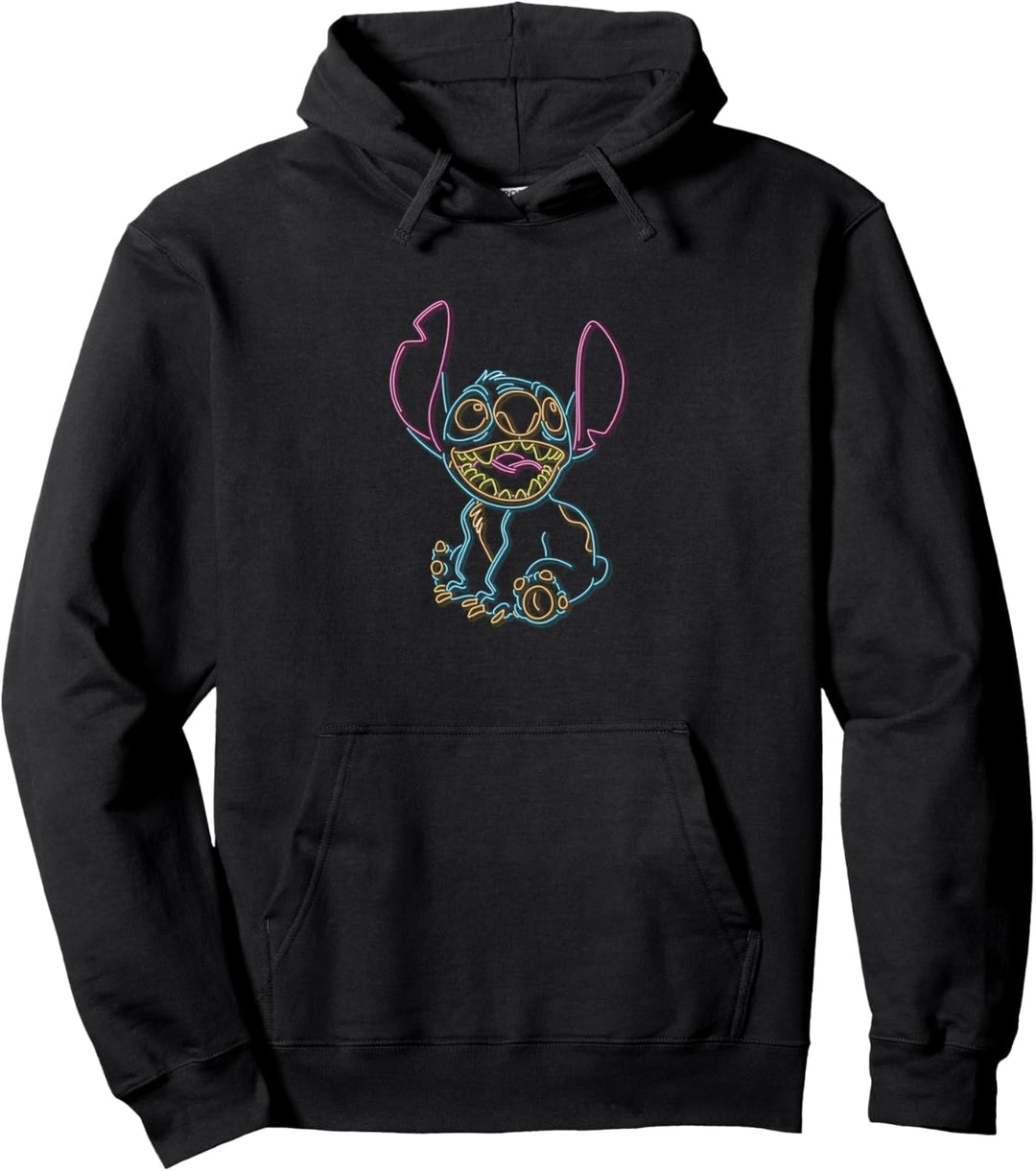 Disney Lilo & Stitch Neon Sign Outline Pullover Hoodie