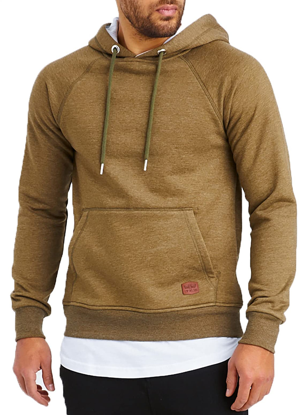 Leif Nelson Herren Pullover Hoodie Kapuzenpullover Longsleeve Basic Sweatshirt Sweater LN8153 S Khak