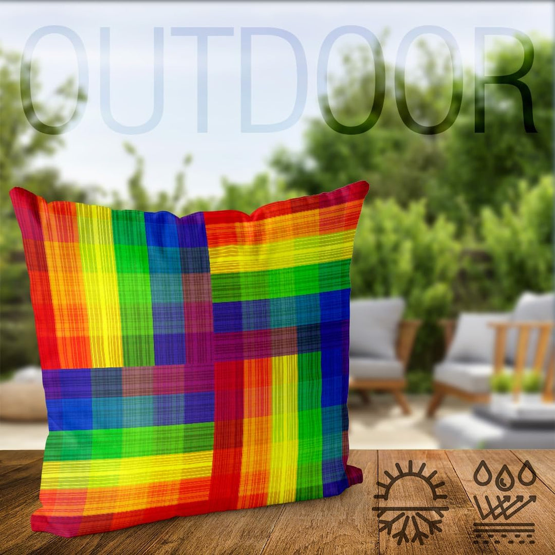 VOID Regenbogen Pride Muster Kissenbezug Kissenhülle Polyester wasserfest Outdoor Indoor, Kissen Grö