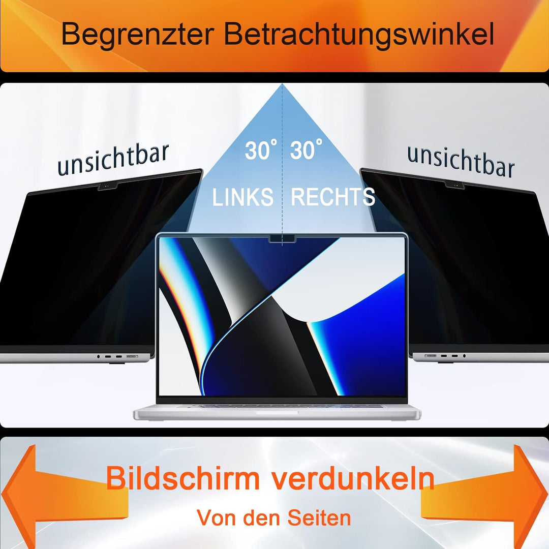 Magnetischer Blickschutzfolie Kompatibel Mit Apple MacBook Pro 16 Zoll 2021-2023 M1/M2 Pro/Max A2485
