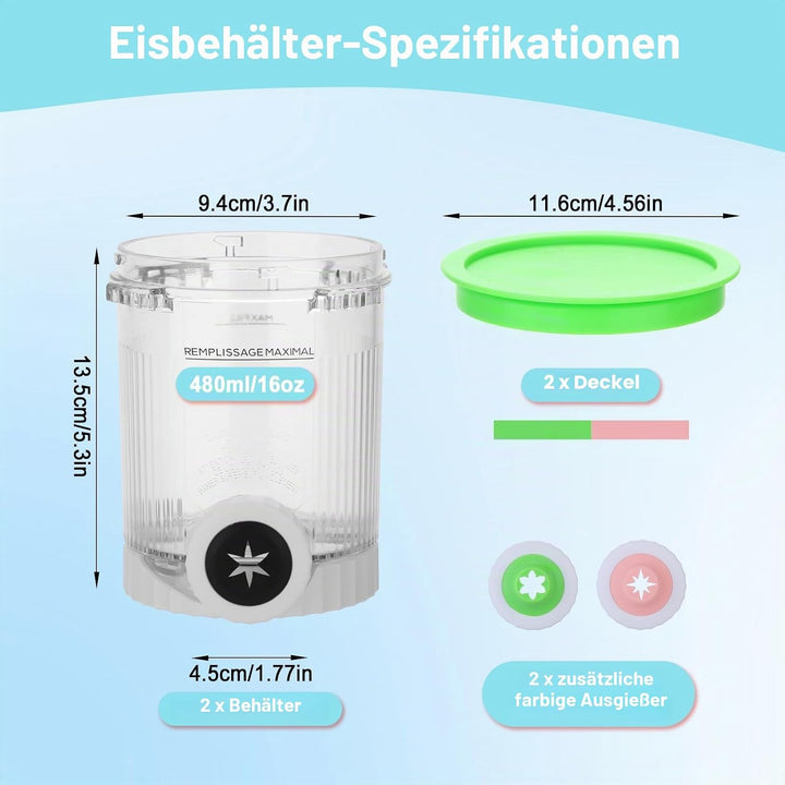 2 Stück Behälter für Ninja Creami Swirl 480 ml, Ninja Eismaschine Zubehör | Ersatzbecher für Ninja S