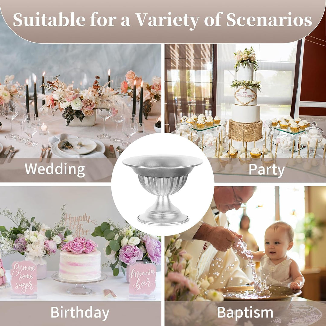 Sziqiqi Metall Silber Urn Vasen Hochzeit: Kleine Vasen für Tischdeko 10Stk | Dick, ⌀16cm/ H13cm/ T7c